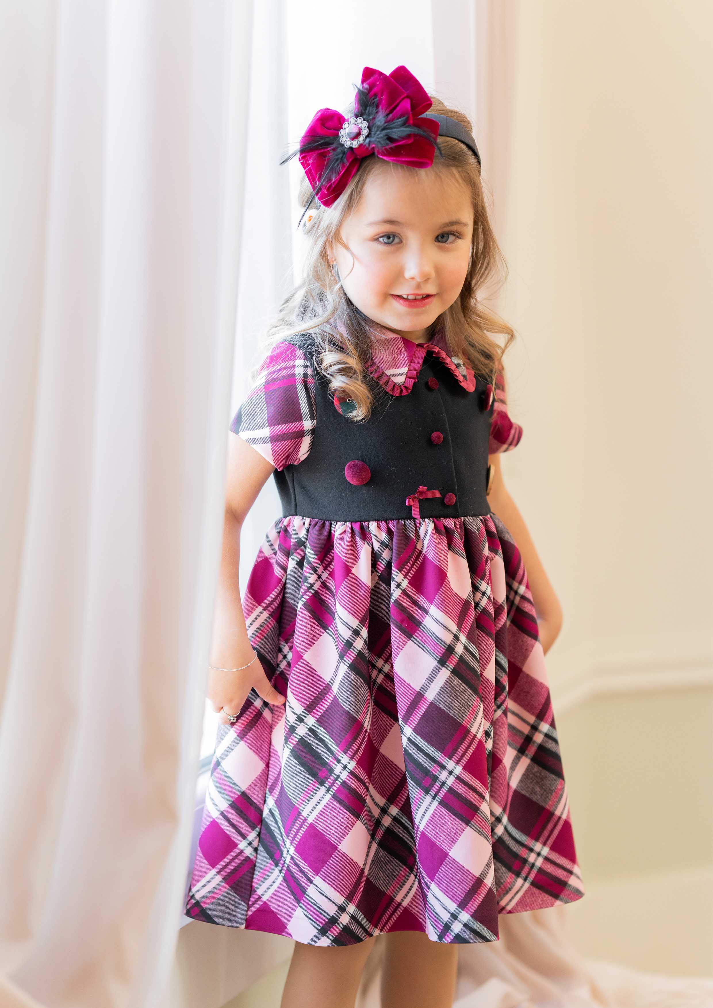 Burgundy Check Dress Tiny Models