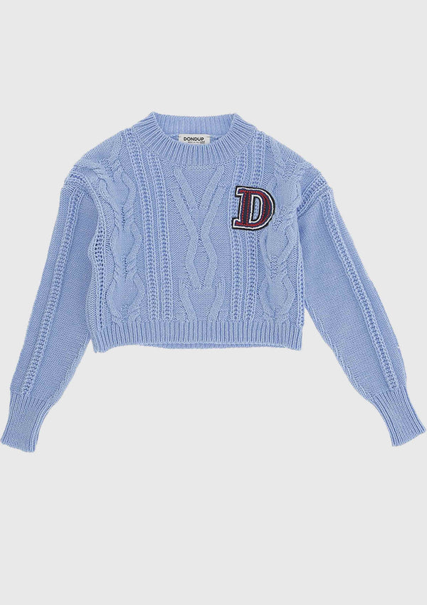 Dondup Blue Cropped Cable Sweater