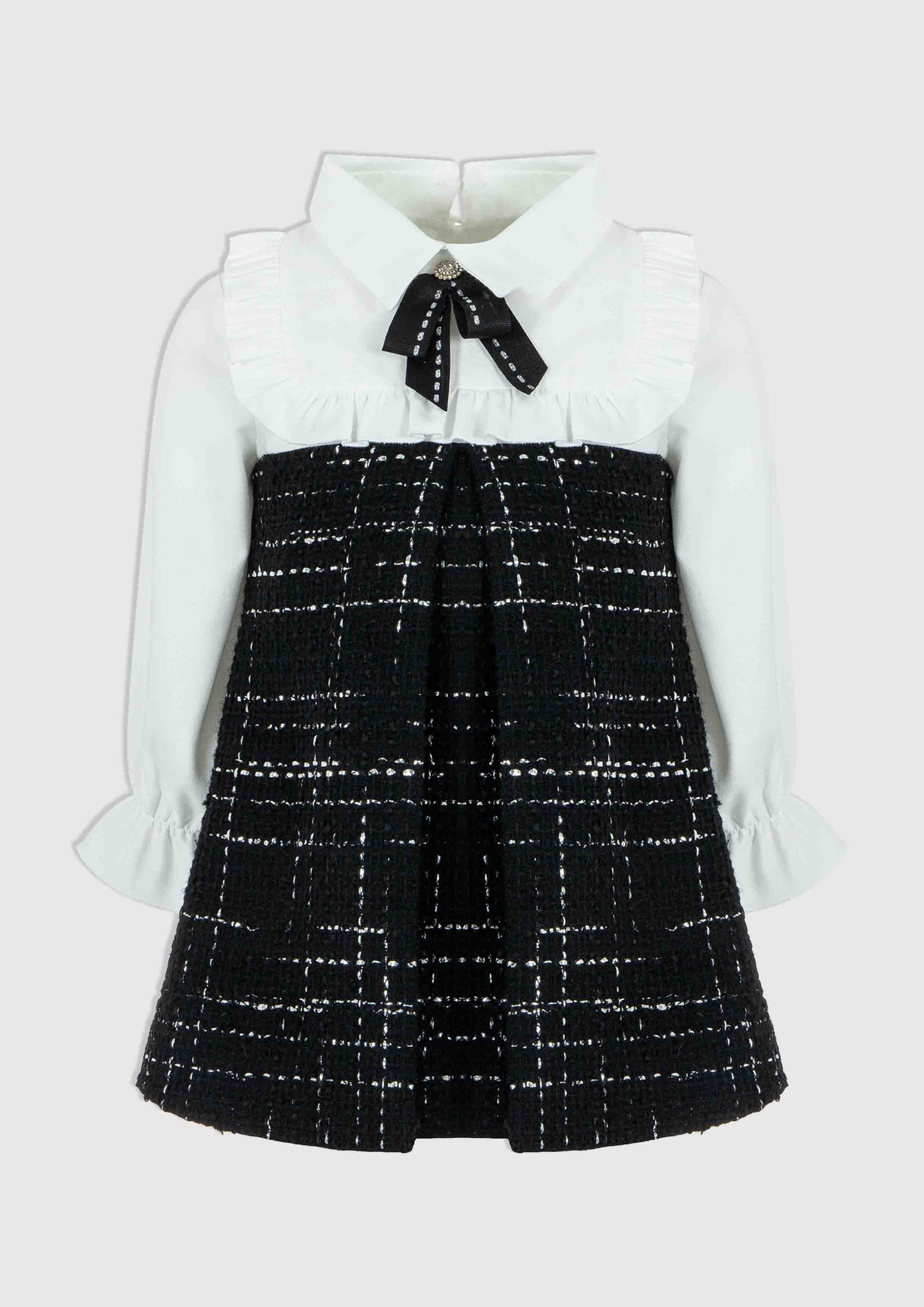 Lapin House Black And Ivory Tweed Dress