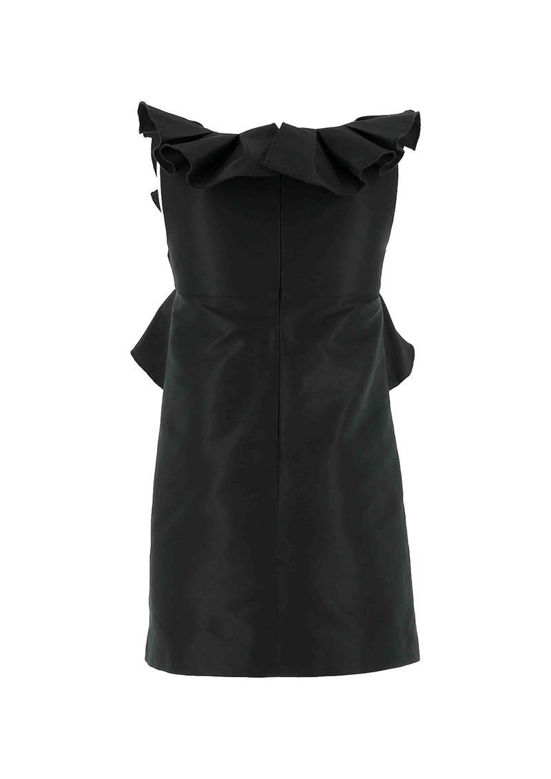 Elisabetta Franchi Black Ruffle Dress with Bow