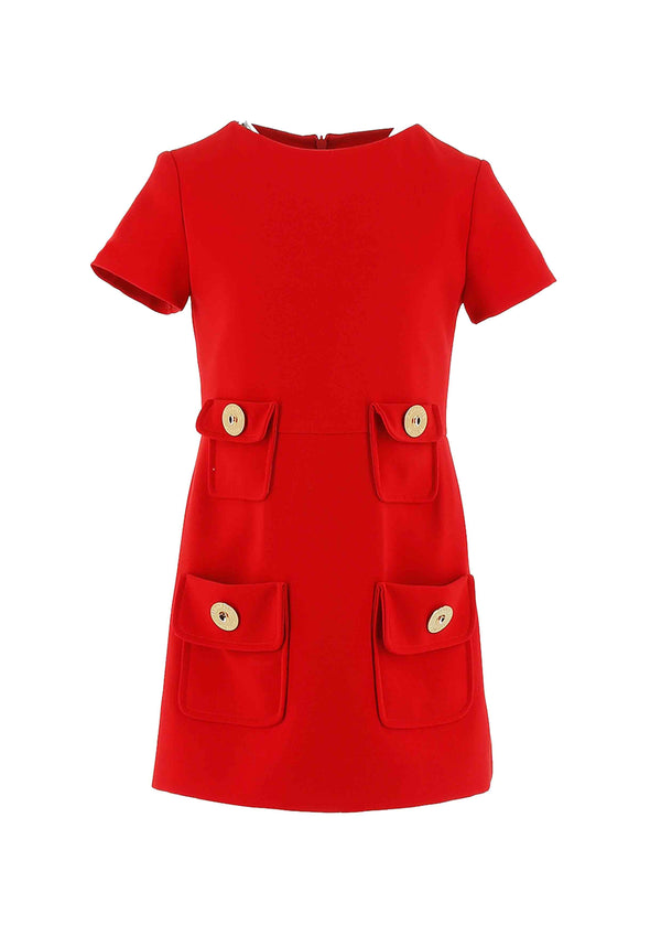 Elisabetta Franchi Red Pocket Dress With Buttons