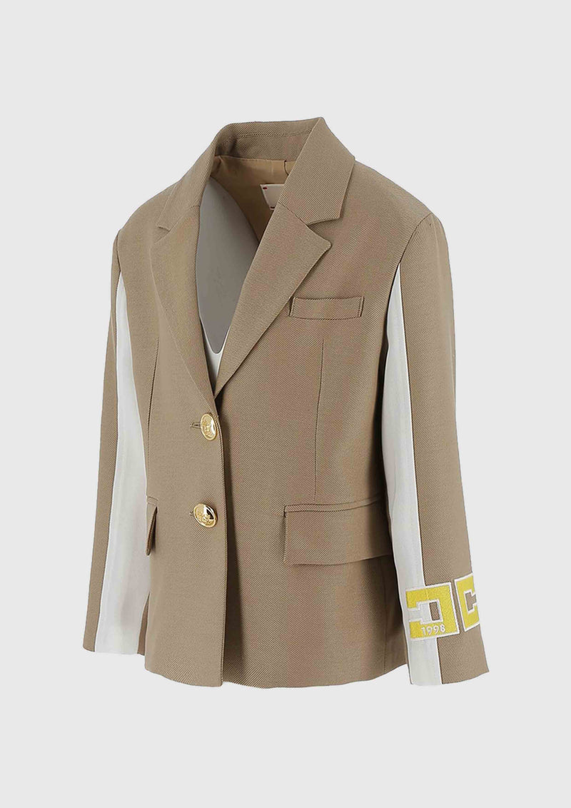 Elisabetta Franchi Camel Wool-Blend Blazer