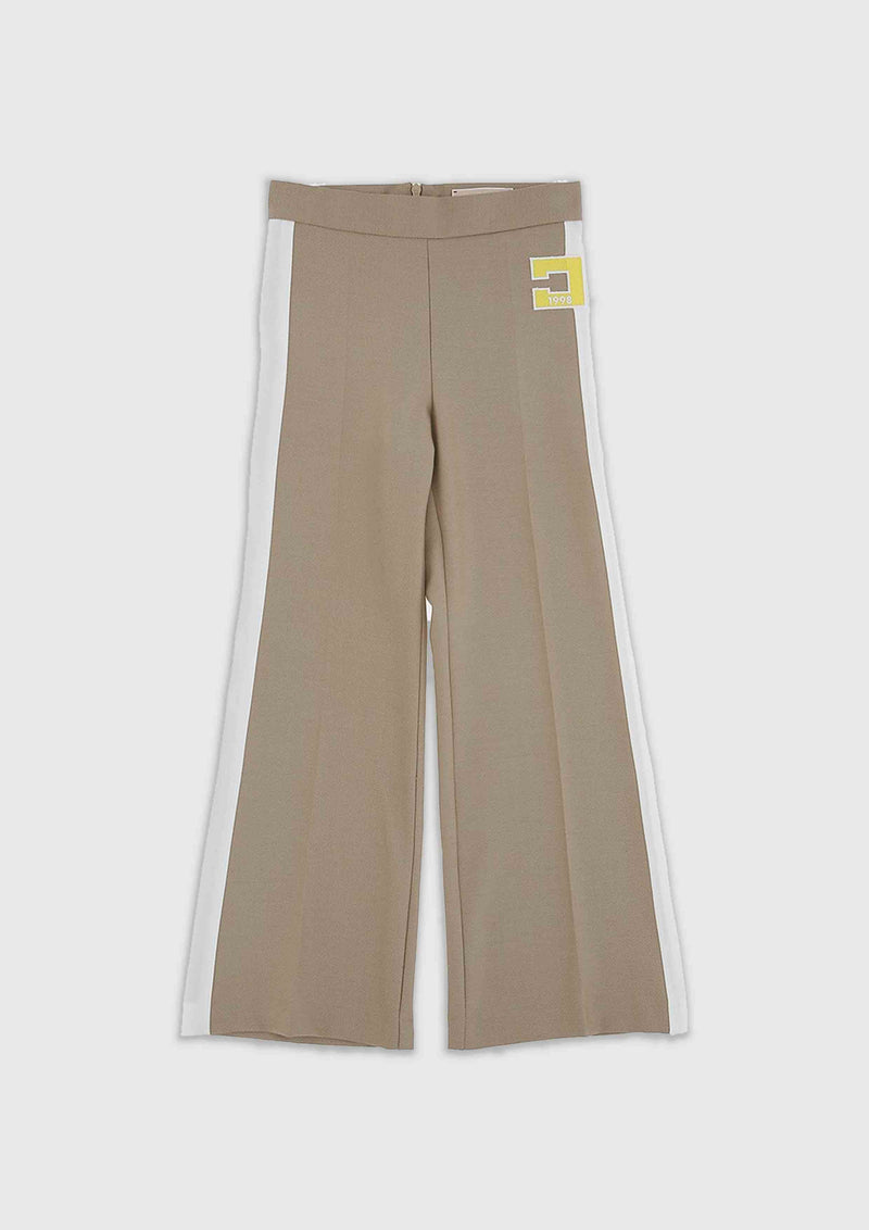 Elisabetta Franchi Wide Leg Camel Trousers with Side Stripe