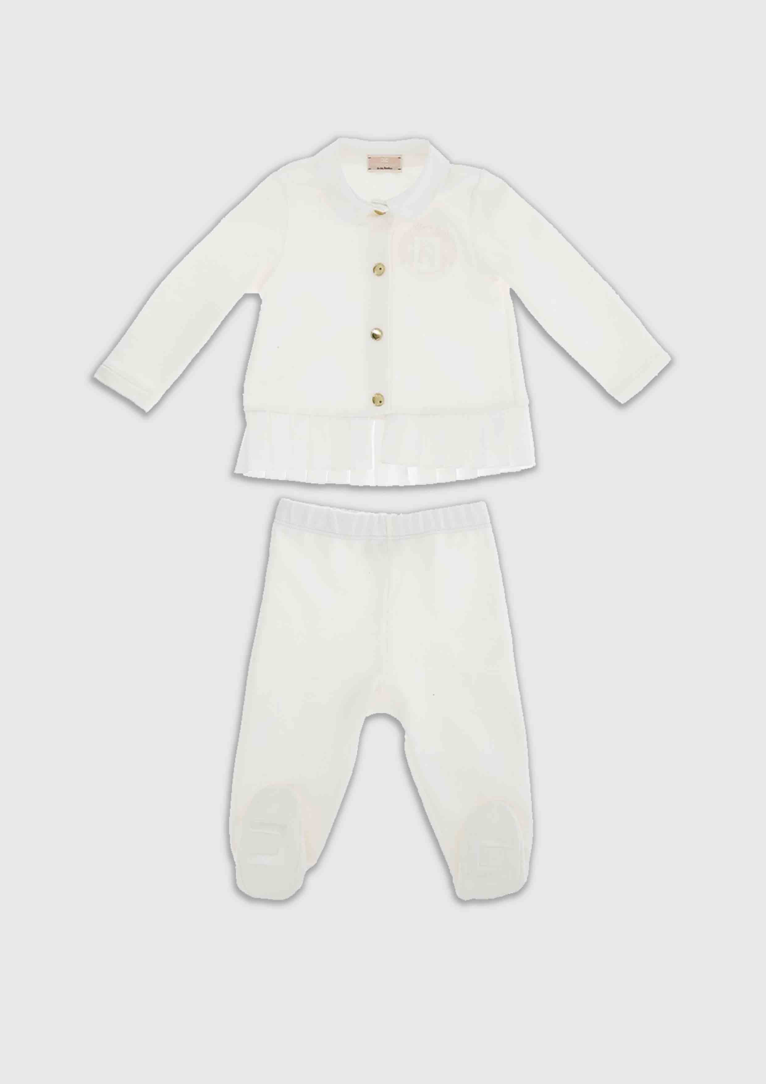 Elisabetta Franchi Ivory Emblem Baby Outfit Set