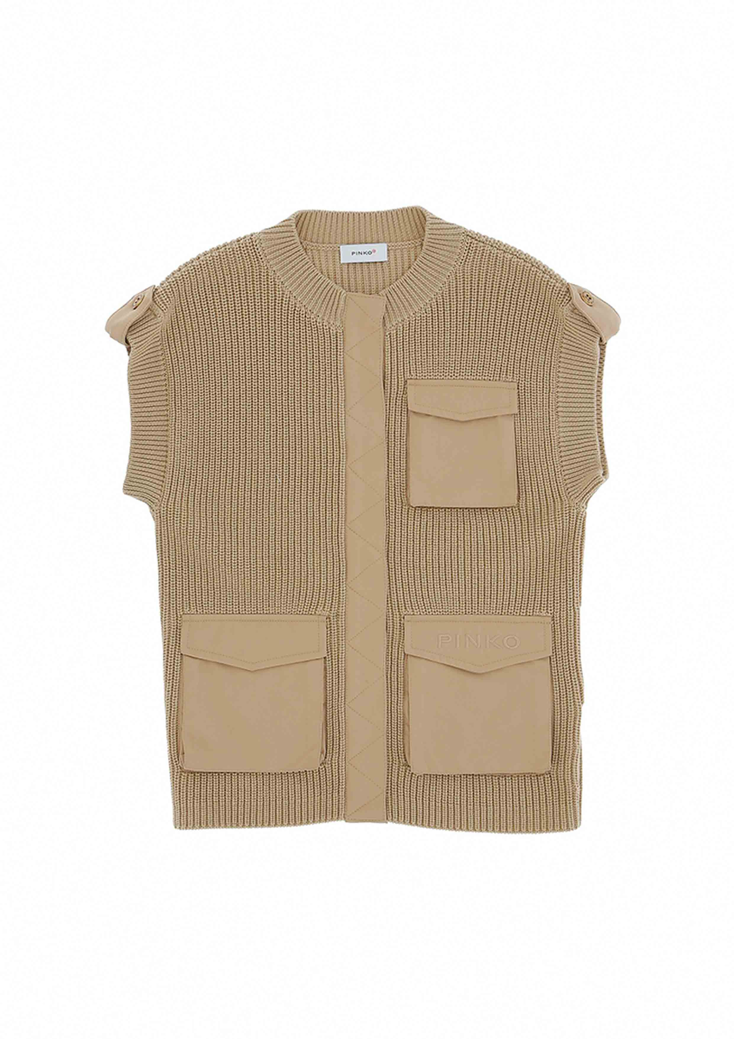 Pinko Camel Sleeveless Pockets Knit