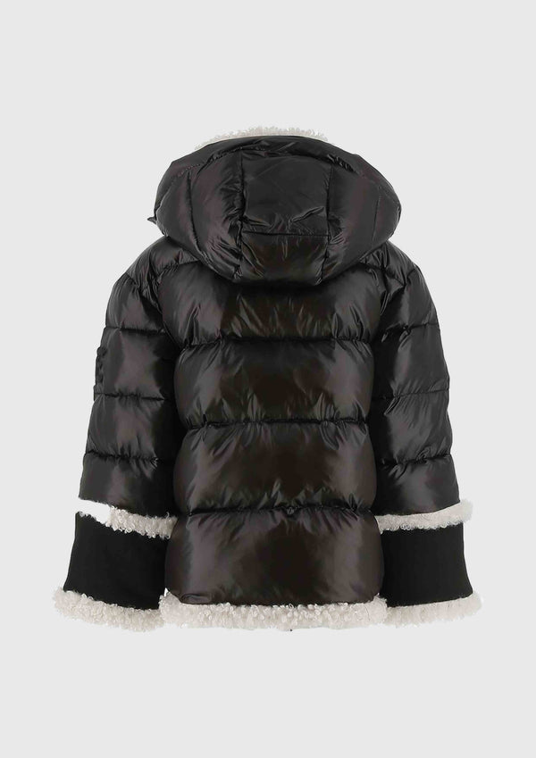 Ermanno Scervino Black padded Coat with Eco-Sheepskin