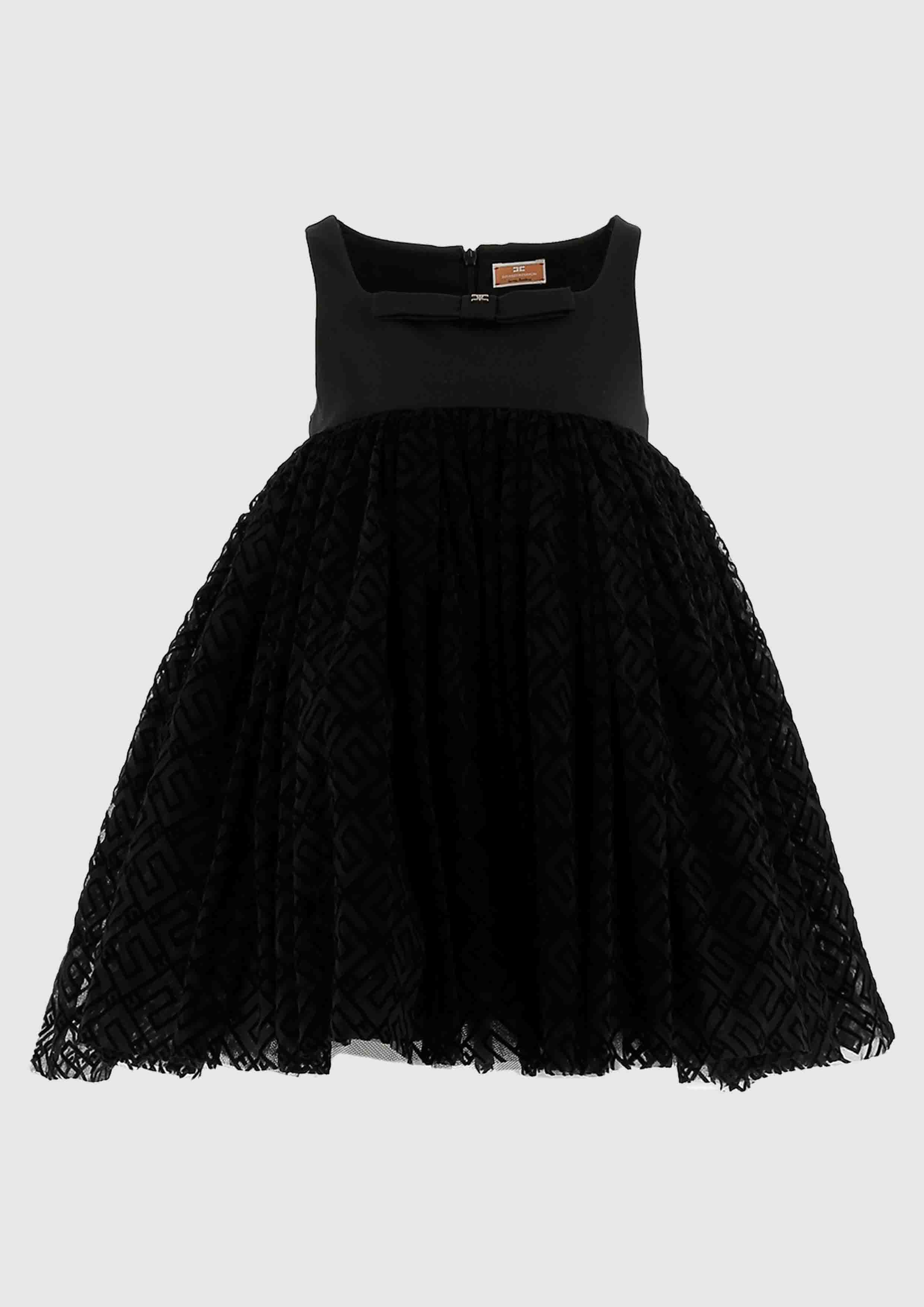 Elisabetta Franchi Crushed Velvet Tulle Dress