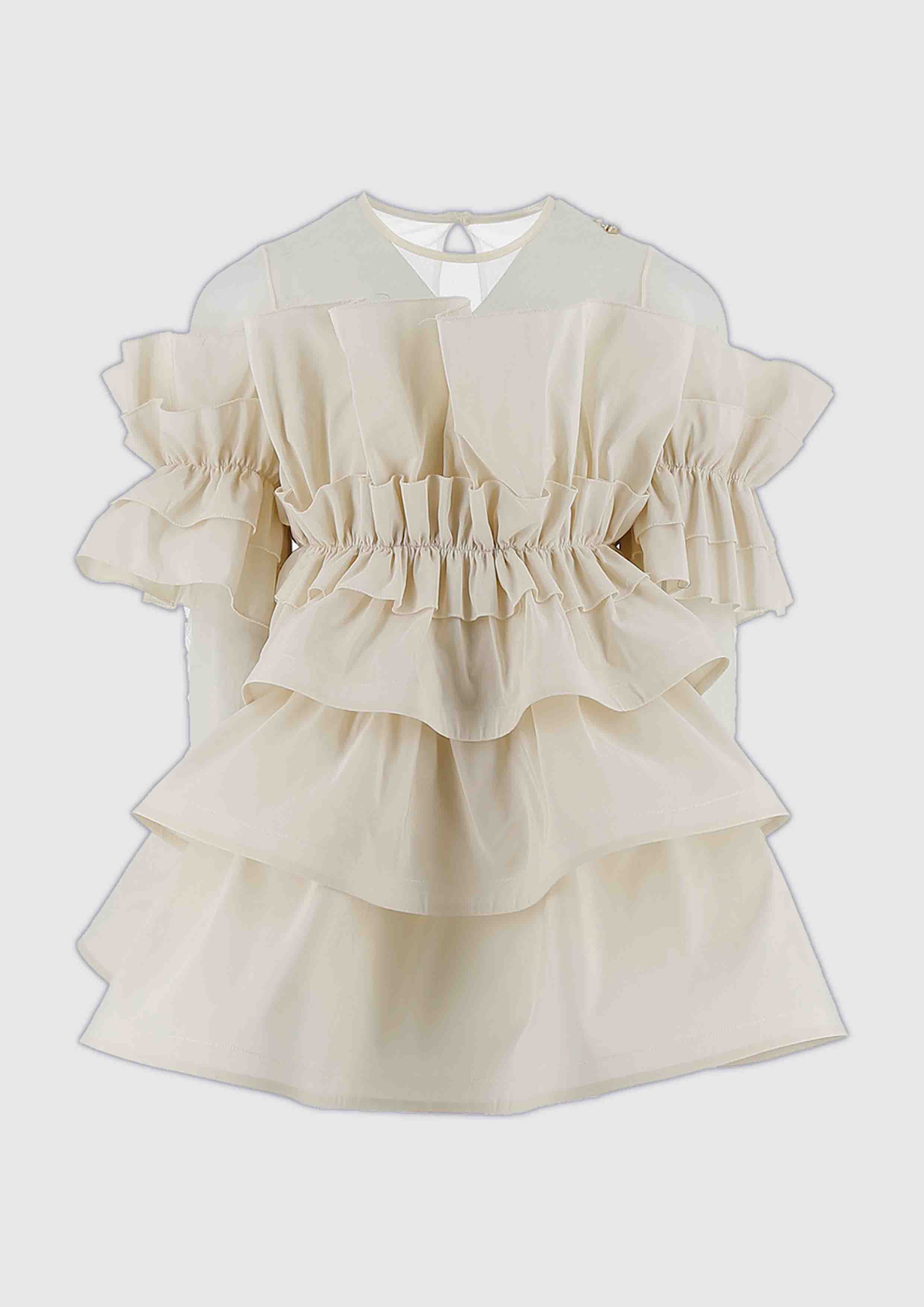 Elisabetta Franchi Ivory Taffeta Dress