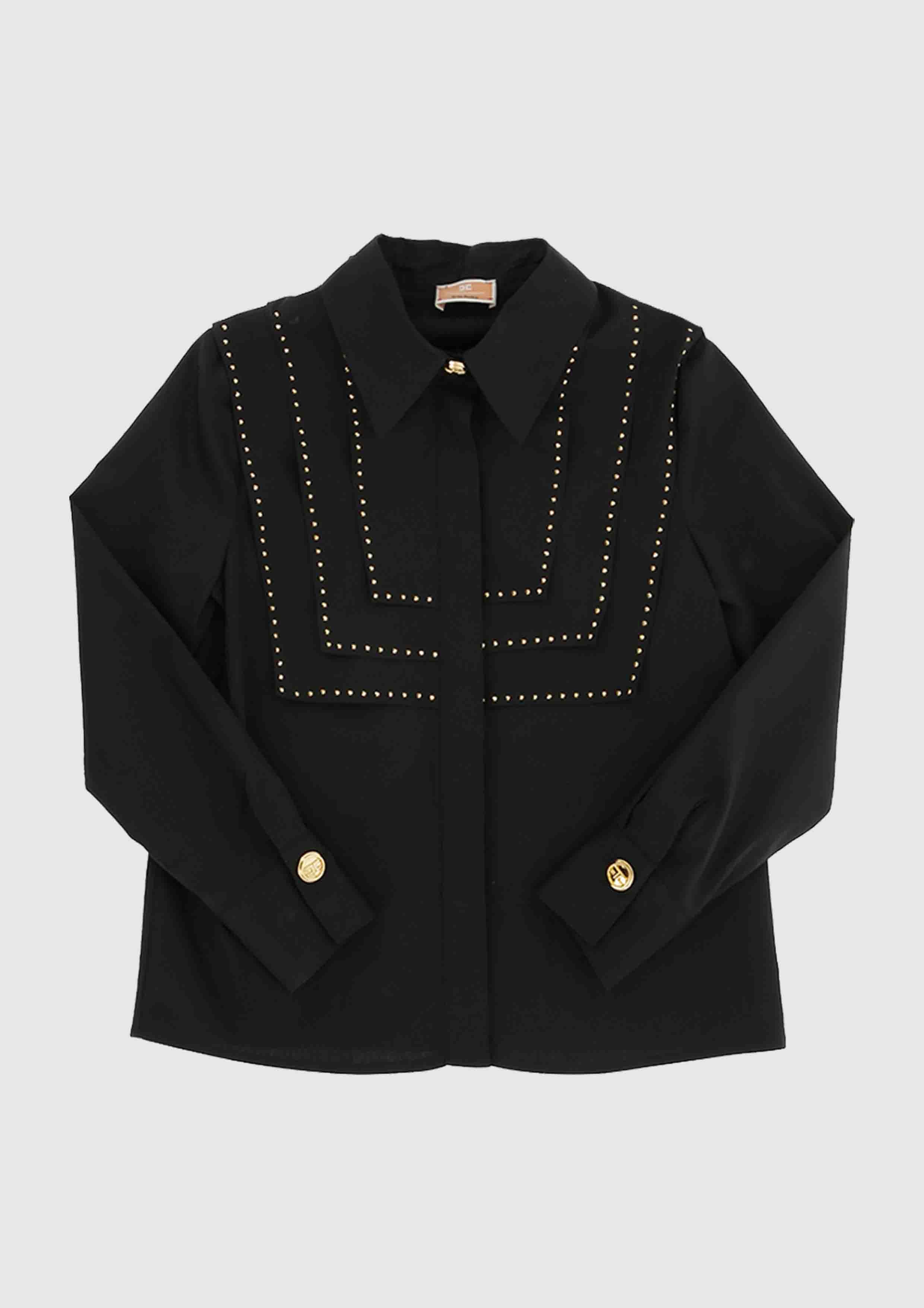 Elisabetta Franchi Black Shirt With Gold Studs