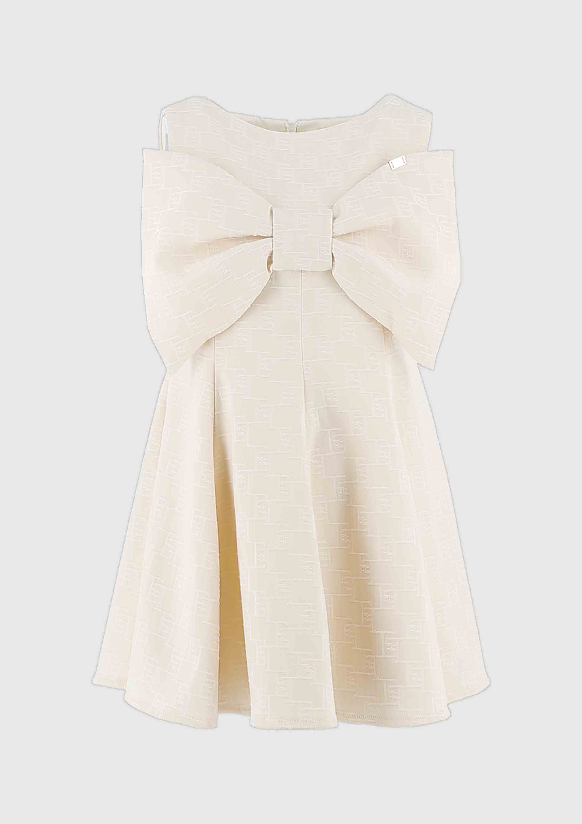 Elisabetta Franchi Ivory Jacquard Bow Dress