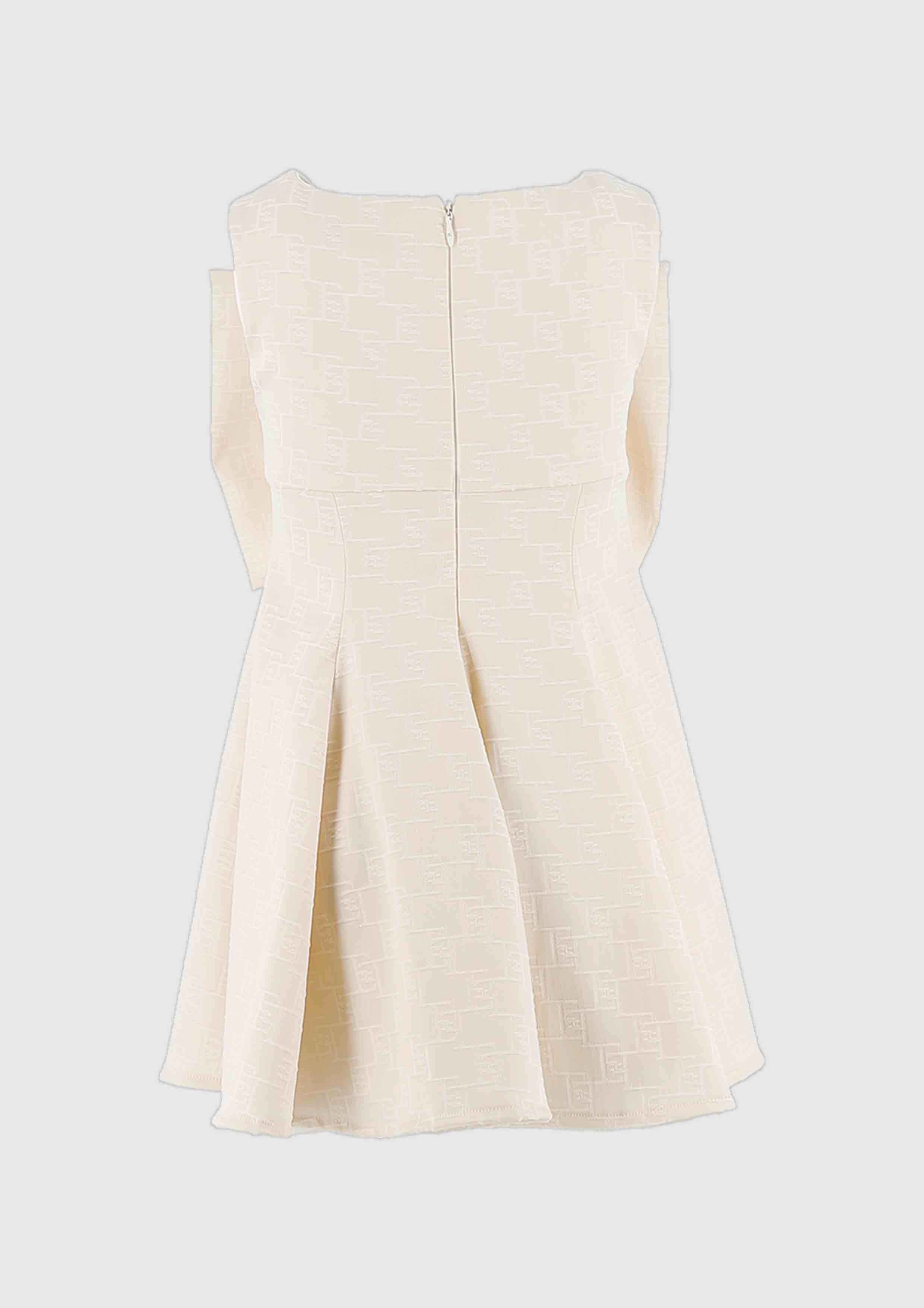 Elisabetta Franchi Ivory Jacquard Bow Dress