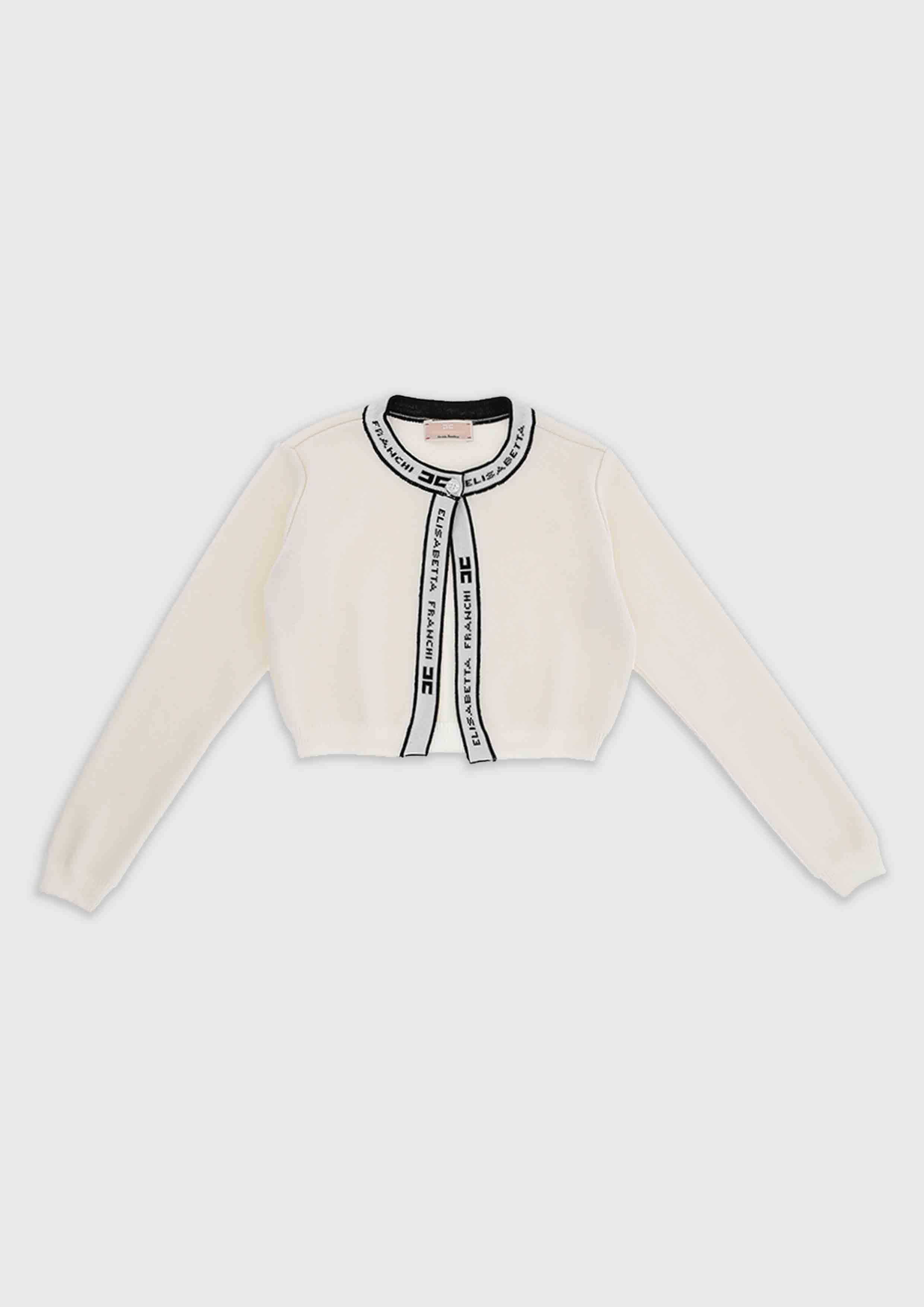 Elisabetta Franchi Ivory Logo Trim Knit (Younger Version)