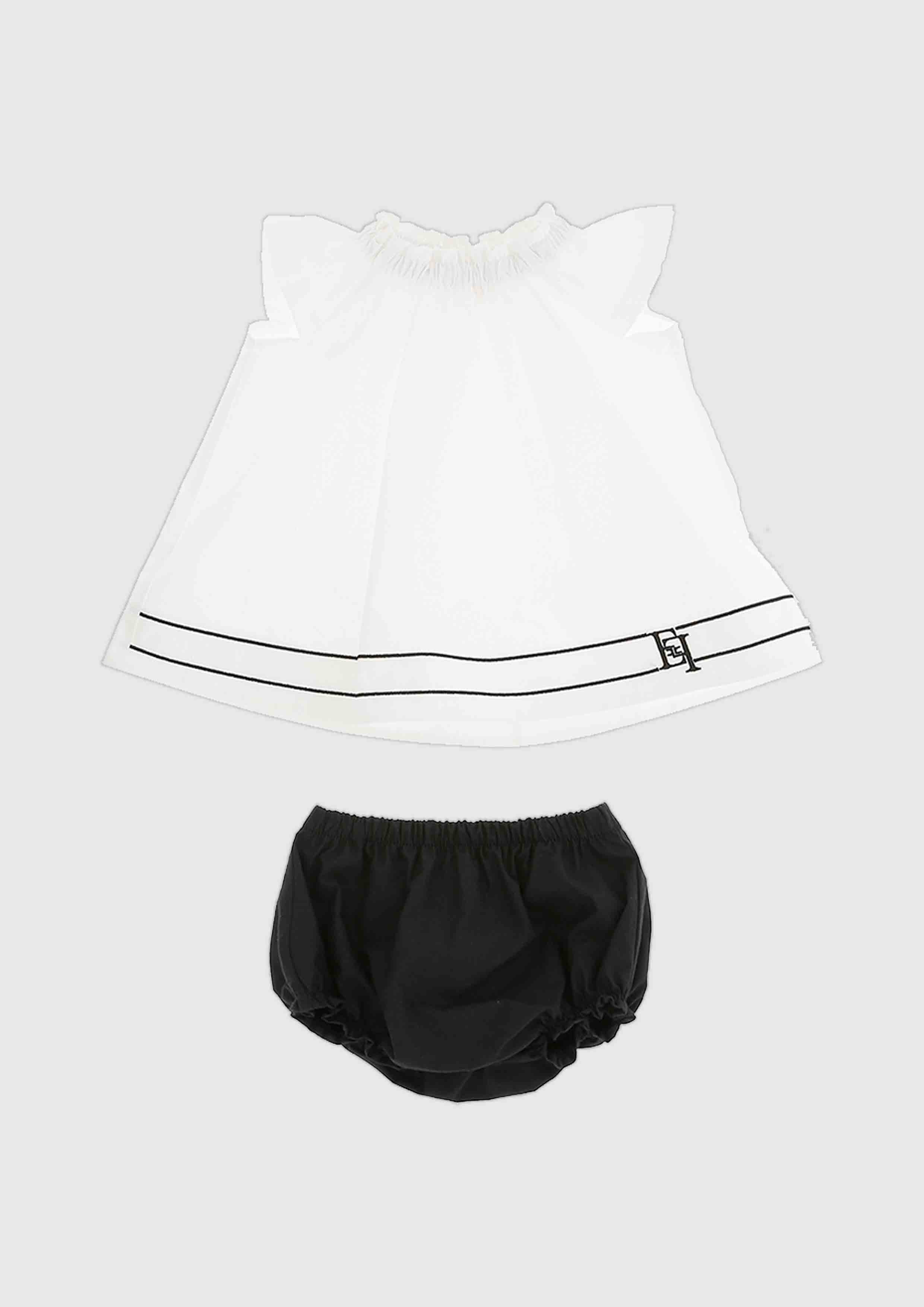 Elisabetta Franchi Contrast Poplin Baby Dress and Bloomers