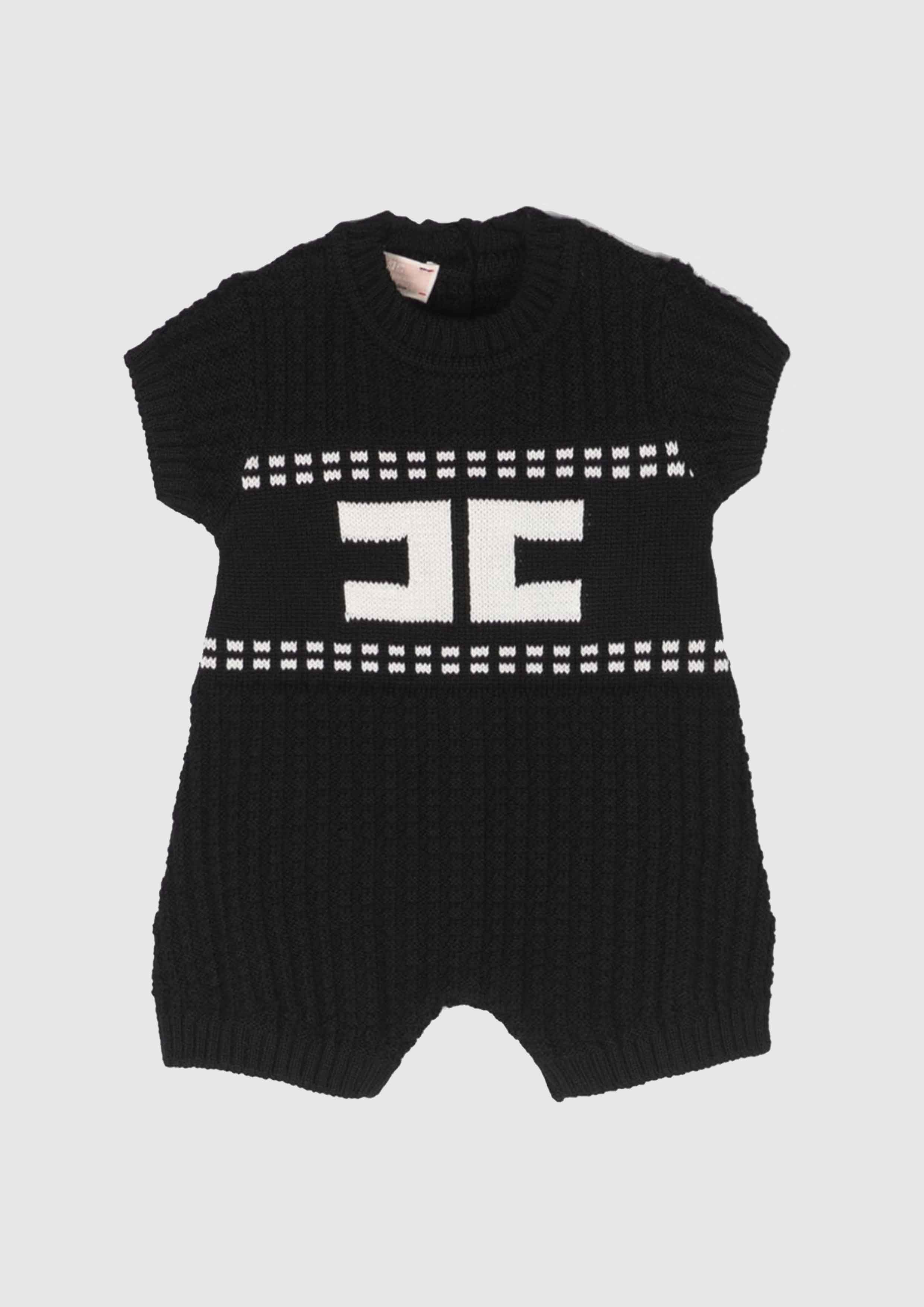 Elisabetta Franchi Black & White Knitted Romper