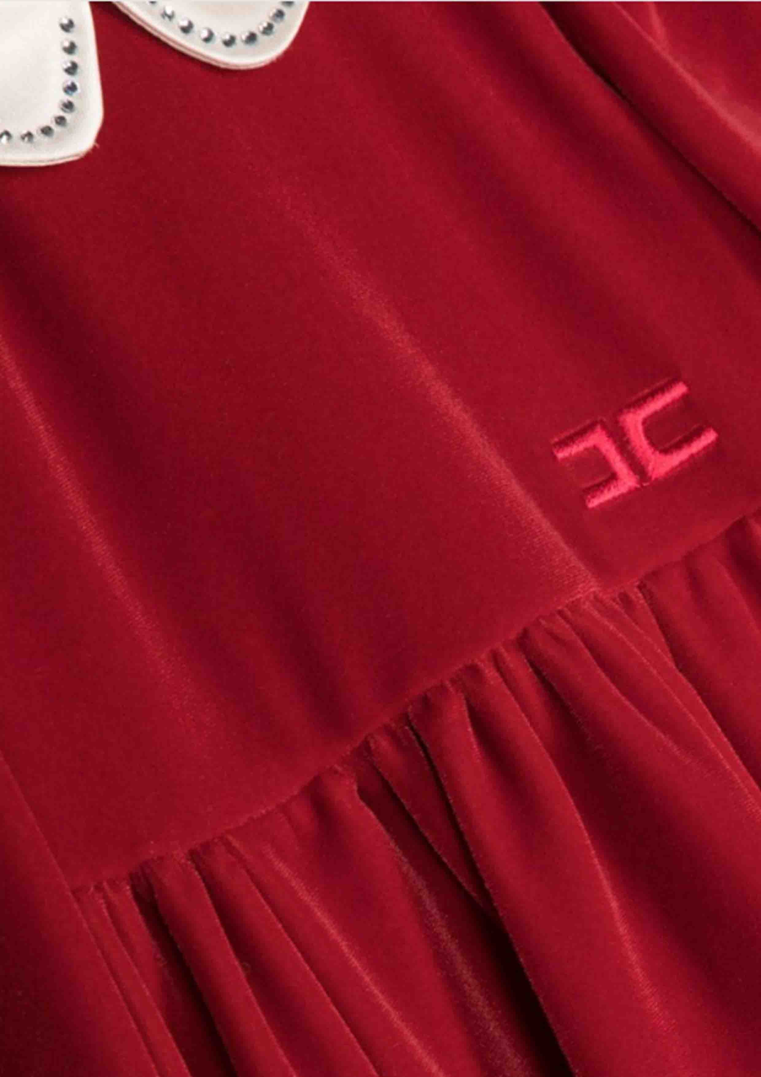 Elisabetta Franchi Red Soft Velvet Dress