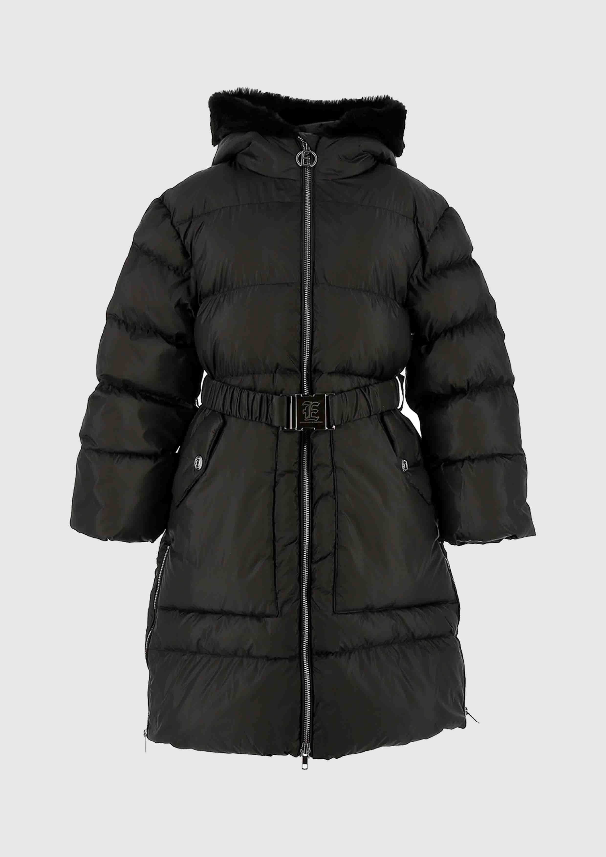 Ermanno Scervino Long Black Puffer Coat