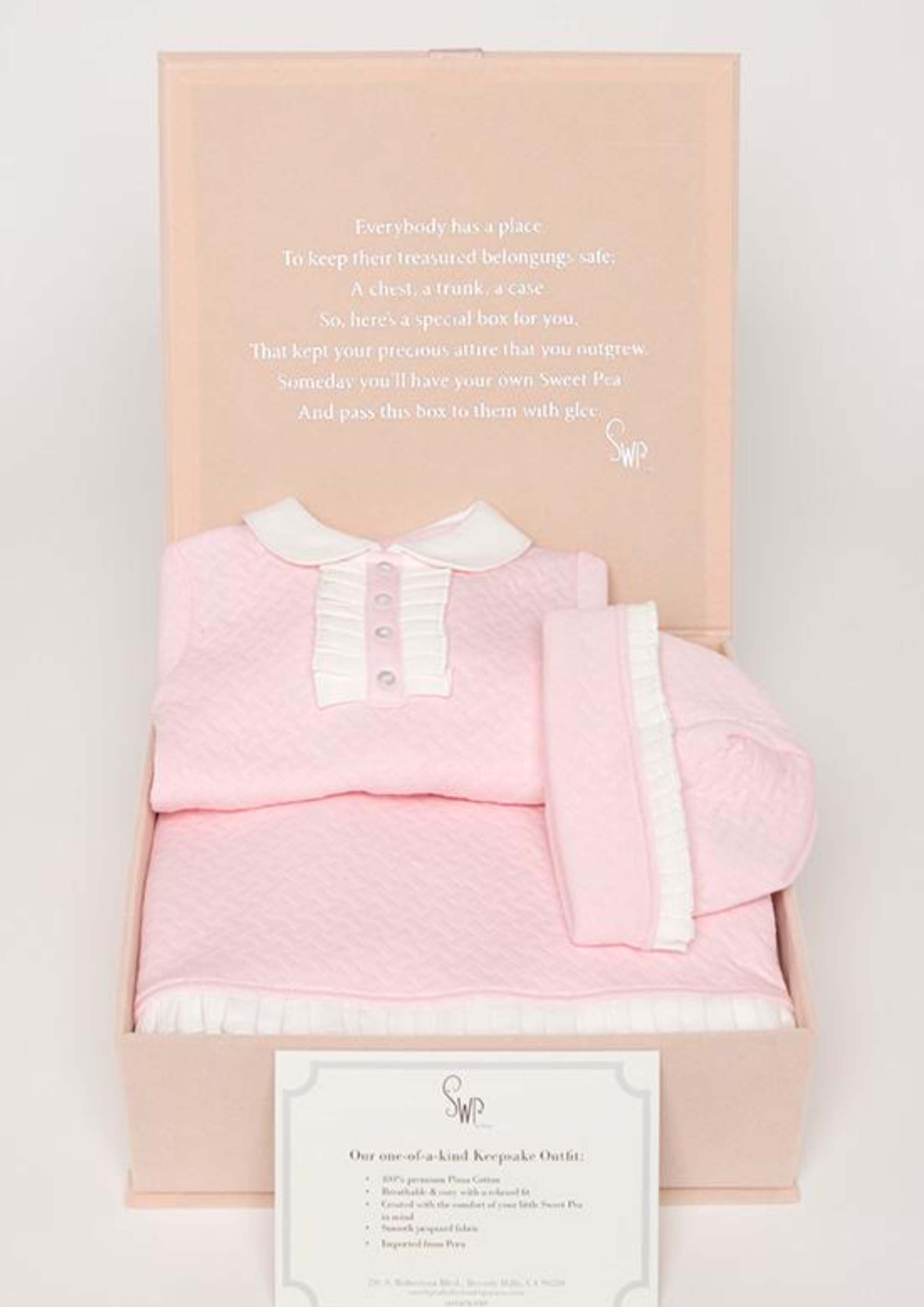 One-of-a-kind Pink 3 Piece Baby Gift Set.