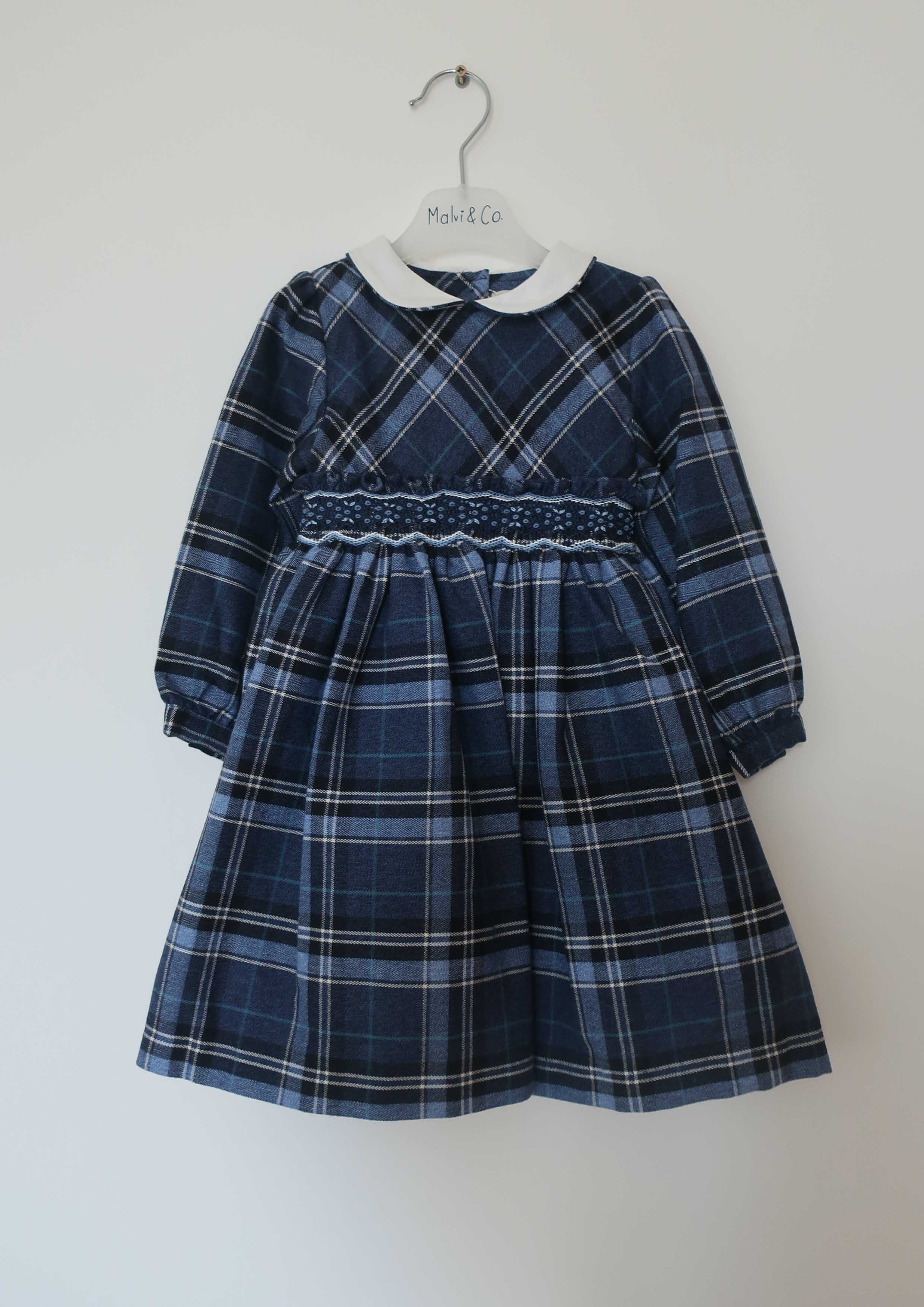 Tartan Smocked Wool Mix Dress