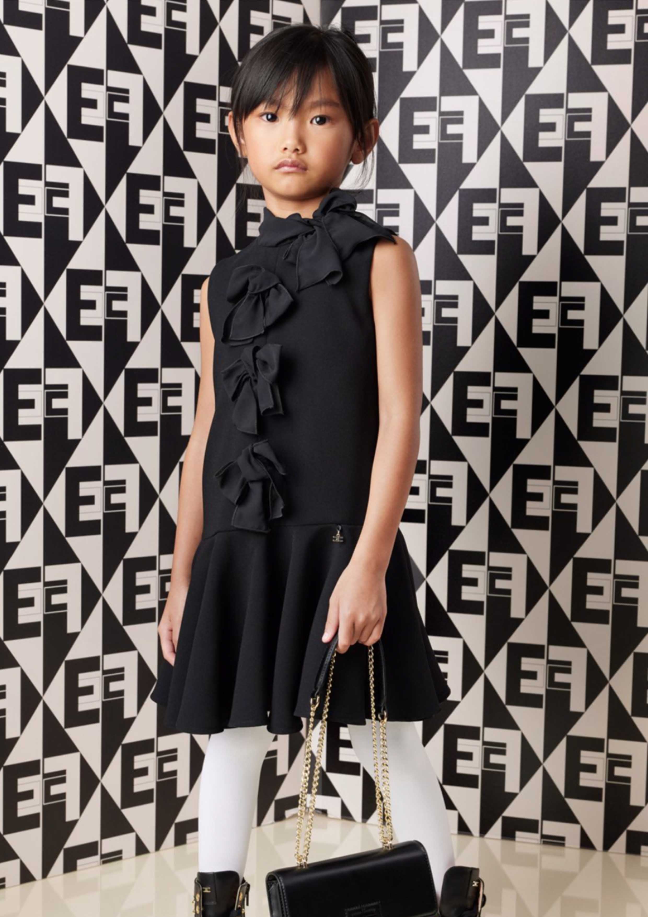 Black Pinafore with Bows - Tiny Models