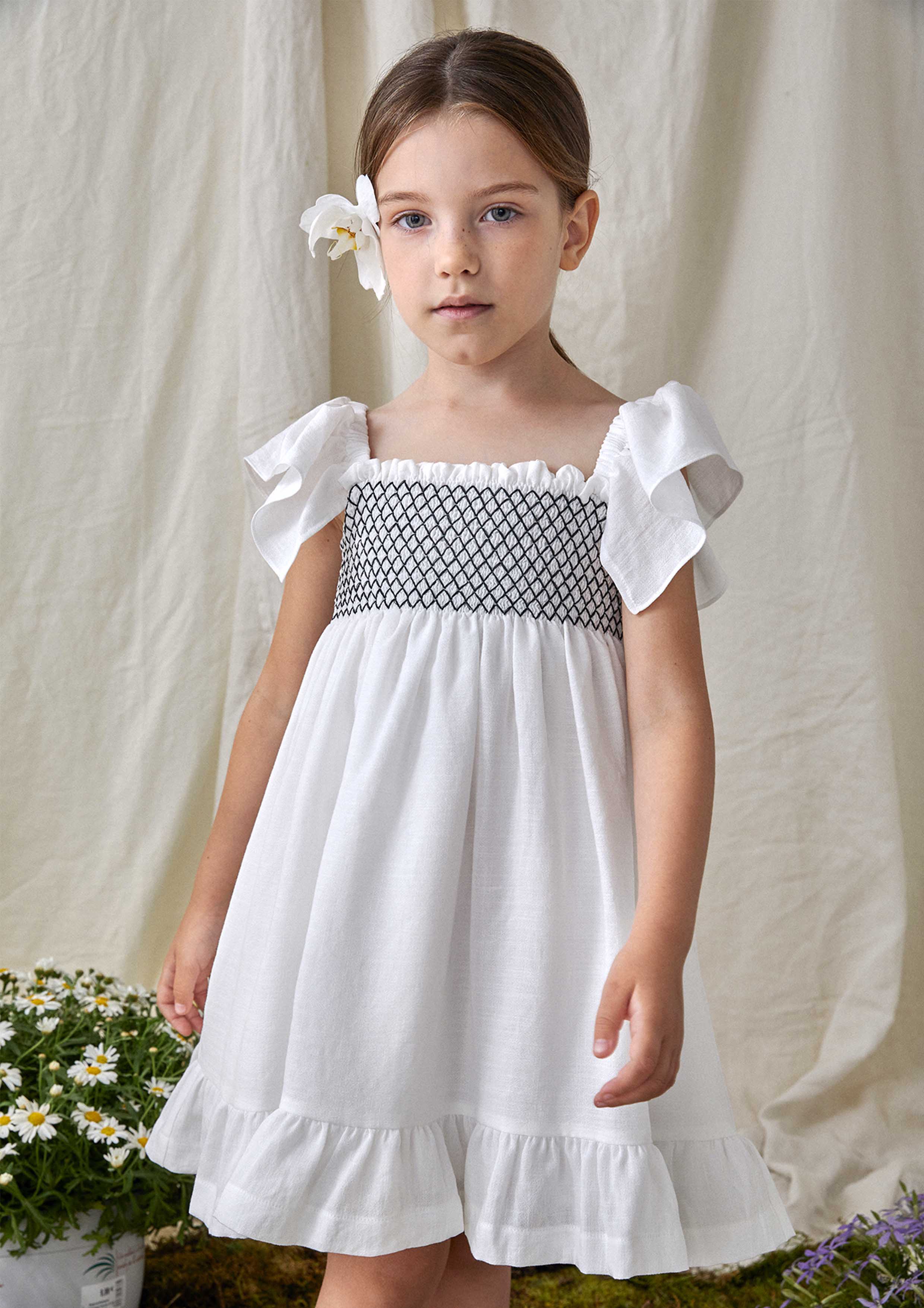 Nueces Ivory Angalis Smocked Dress