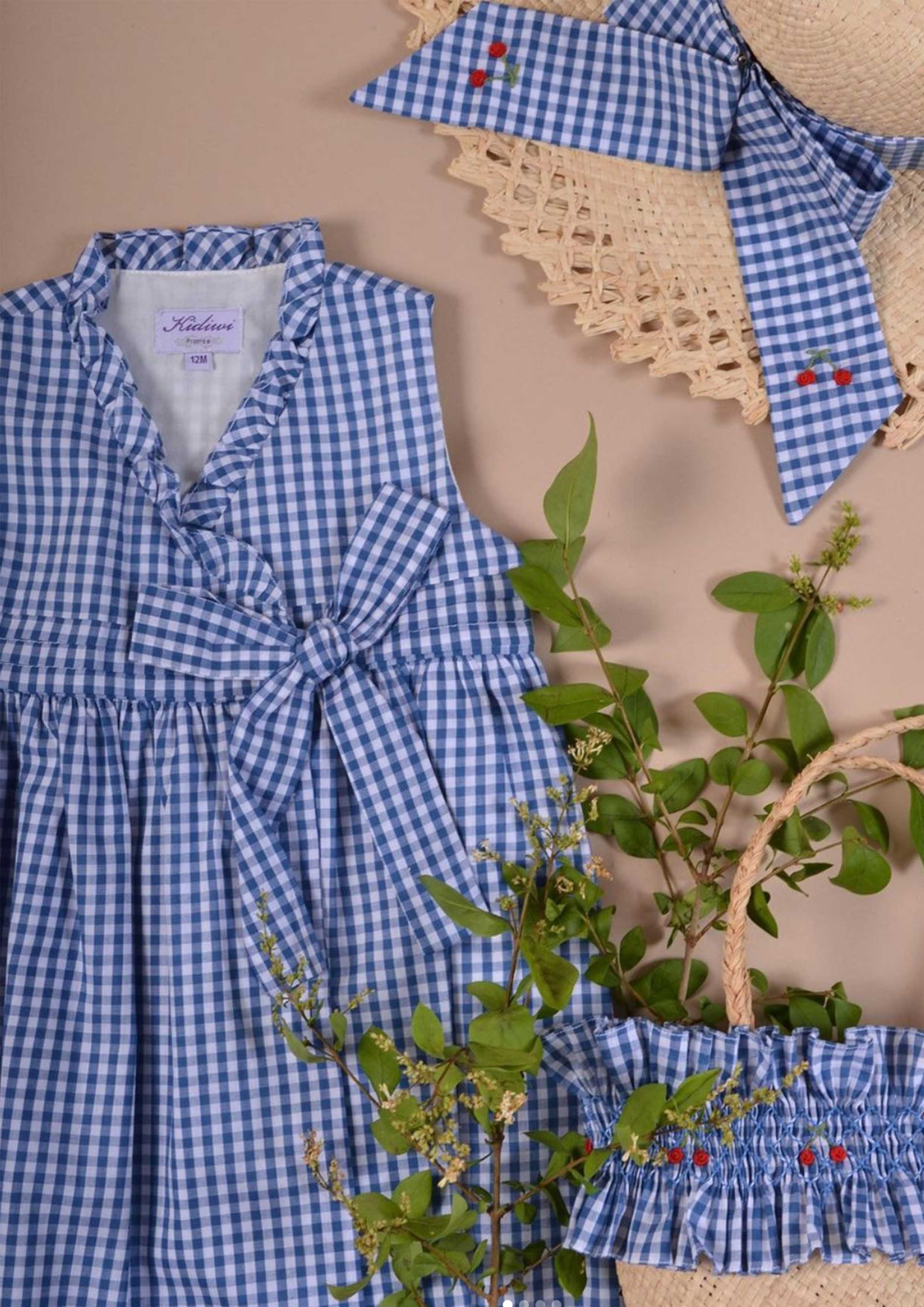 Kidiwi Masha Gingham Blue Wrap Dress