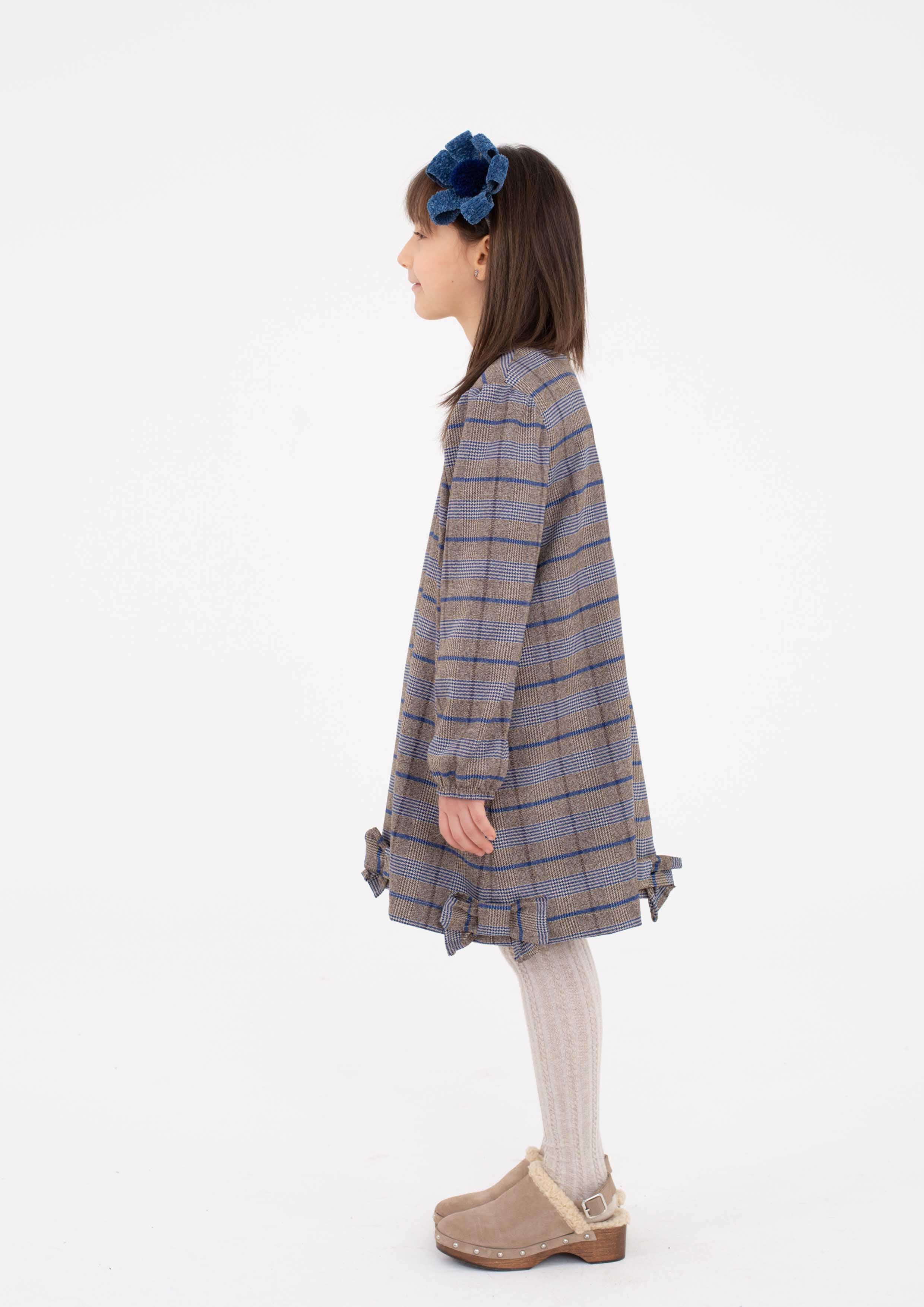 Piccola Ludo Grey Check Dress With Bows