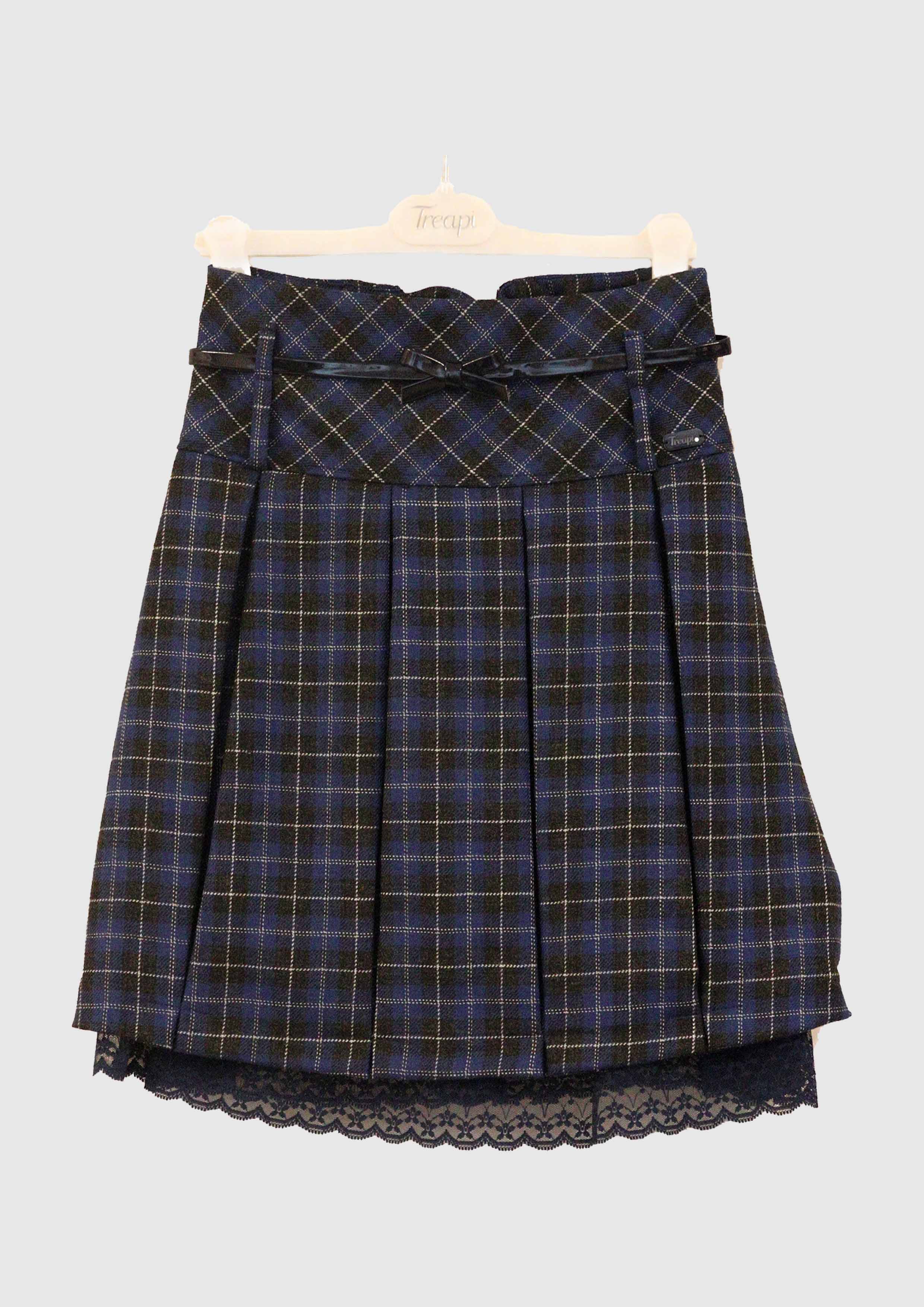 Treapi Check pleat skirt