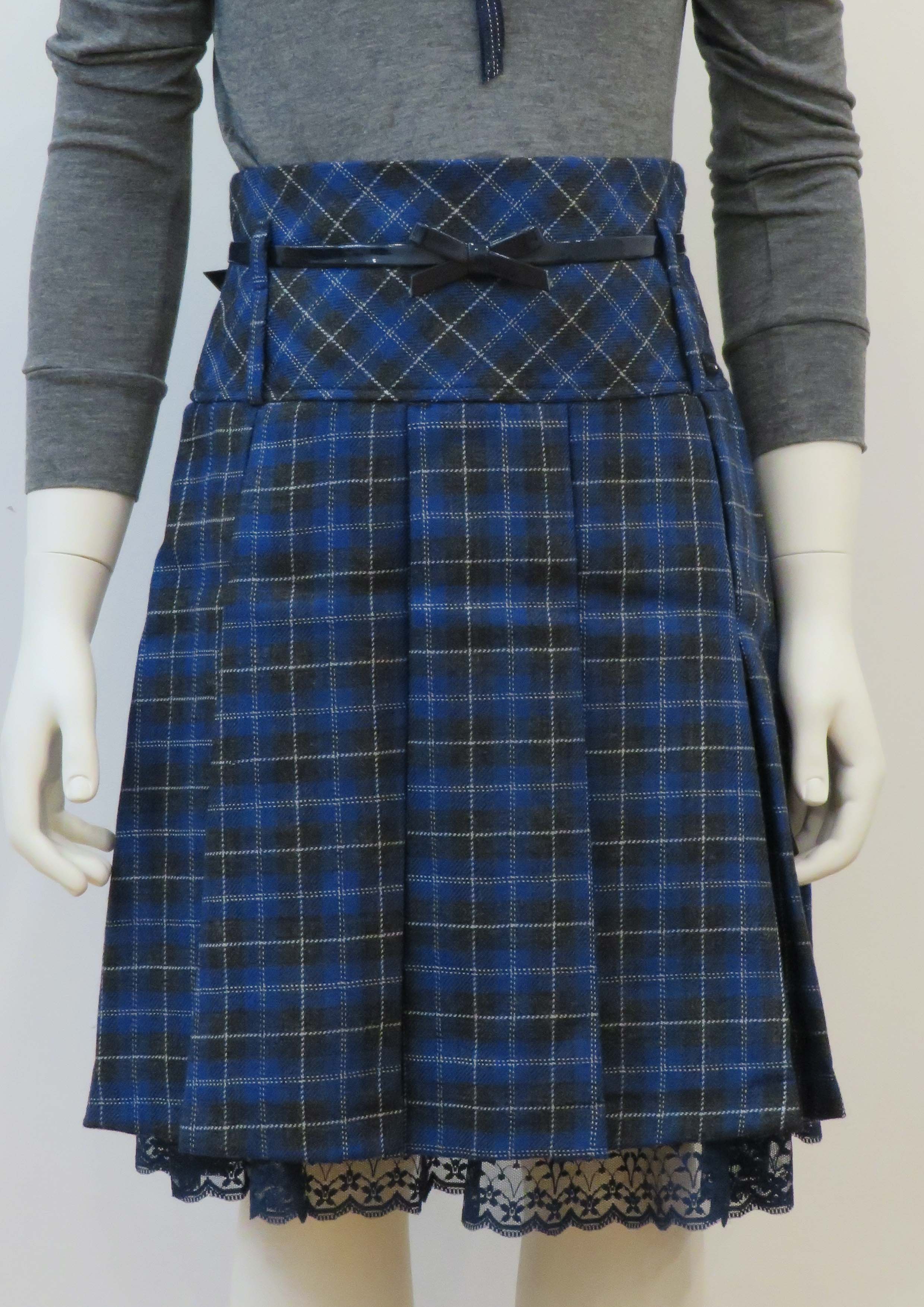 Treapi Check pleat skirt