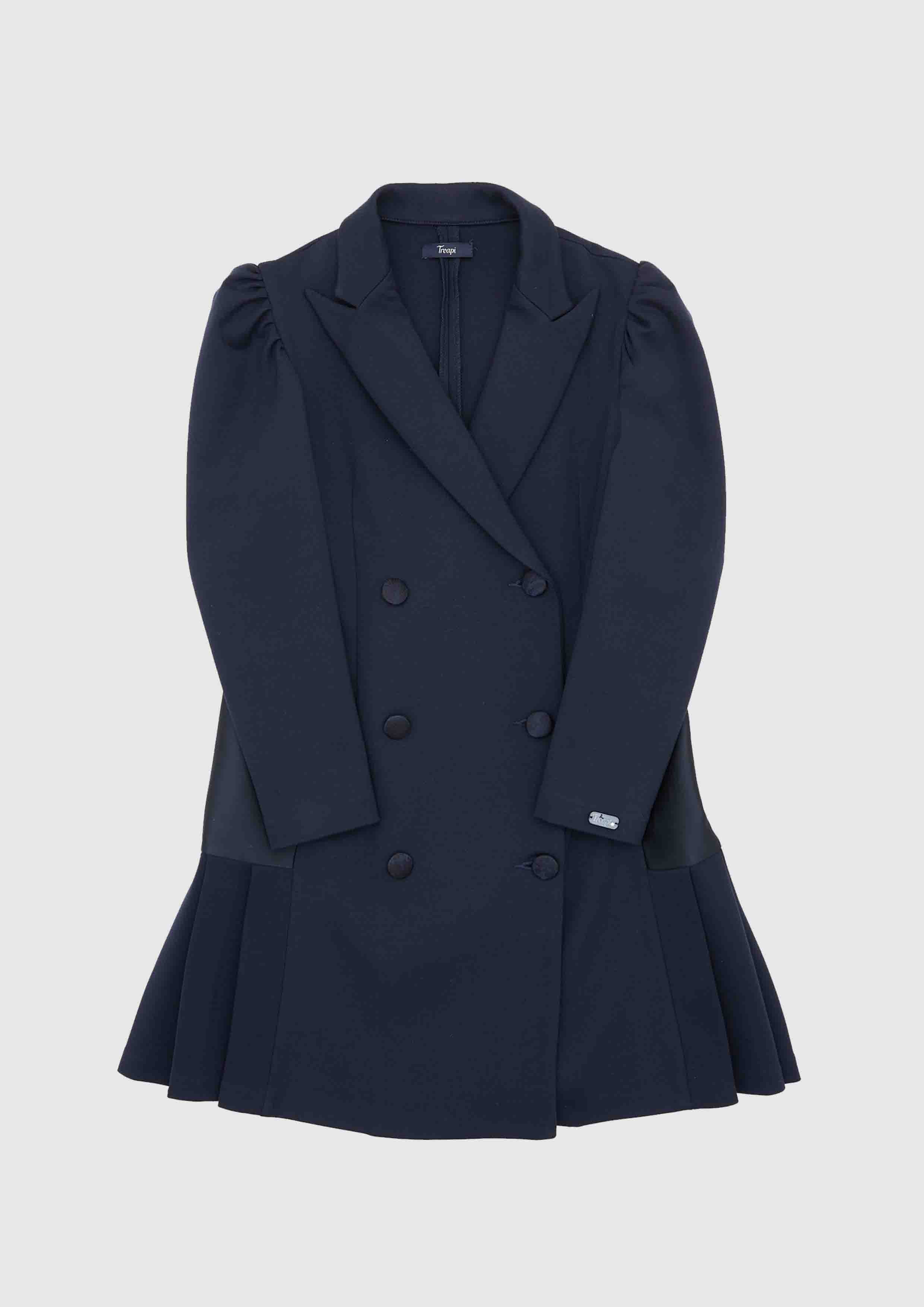 Treapi Navy Double Breasted Wrap Dress