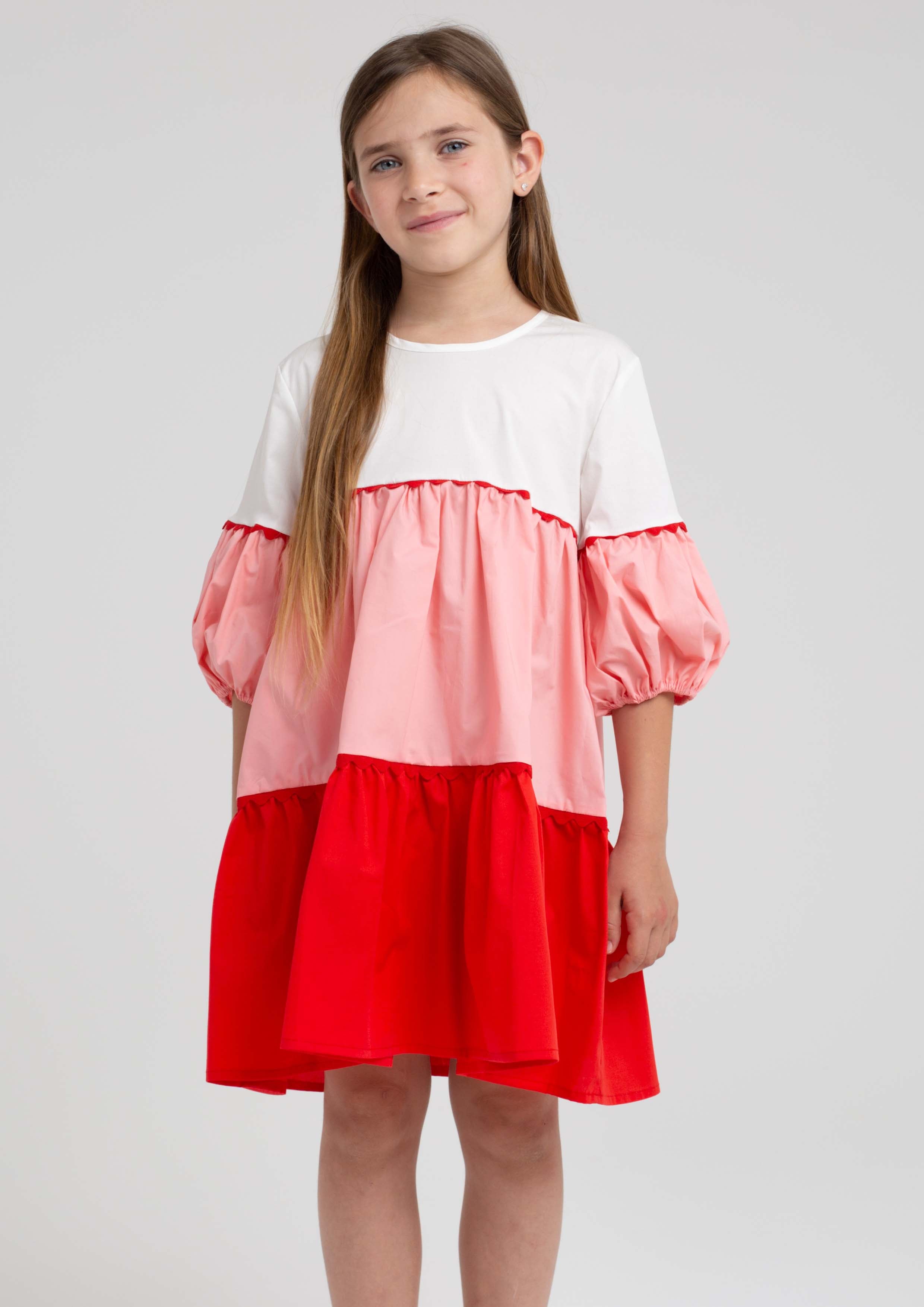 Piccola Ludo Volga Red and Pink Dress